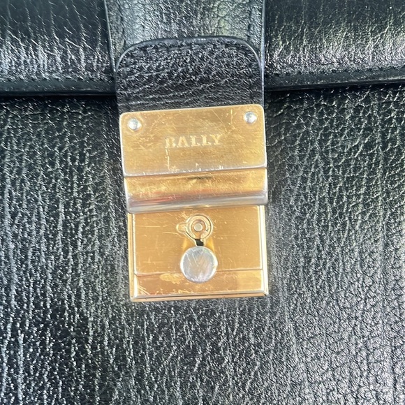 Bally Bag Black Leather Top Handle Satchel with Crossbody Strap Vintage Handbag - Picture 5 of 16